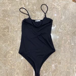 Zara Cowl Neck Spaghetti Strap Bodysuit Size Small